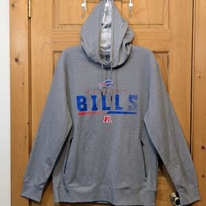 Buffalo Bills Hoodie Sweatshirt NFL Team Apparel Gray Zip Pockets Outdoor Mens L